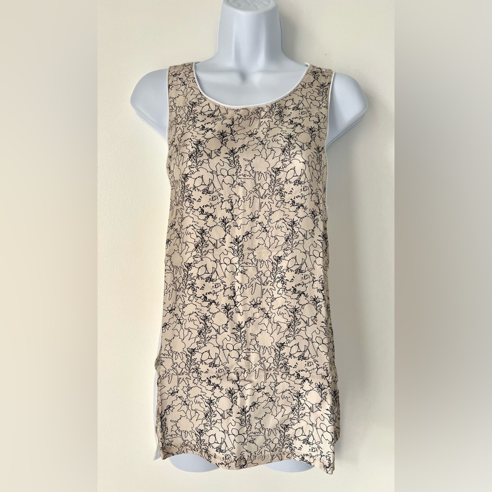 Rag & Bone Silk & Cotton Tank Top Botanical Print